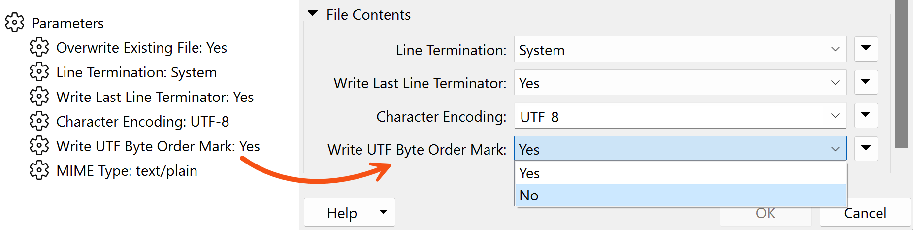 Setting a writer parameter